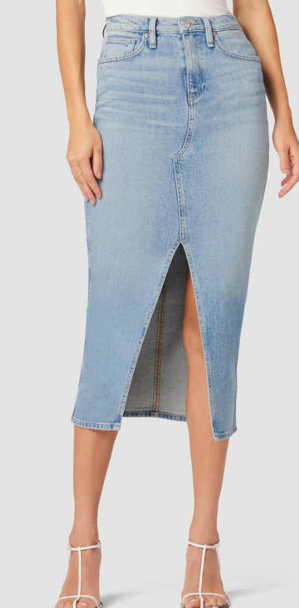 Reconstructed Midi Skirt with slit by Hudson Jeans