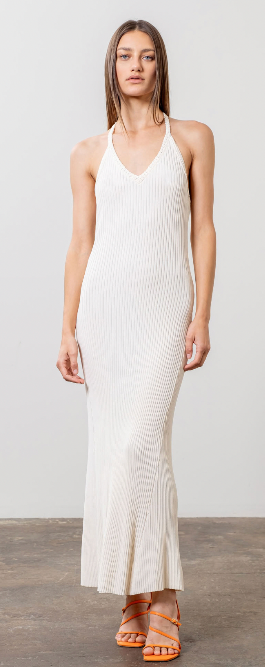 Tie Up Halter Knit Midi Dress by Moon River