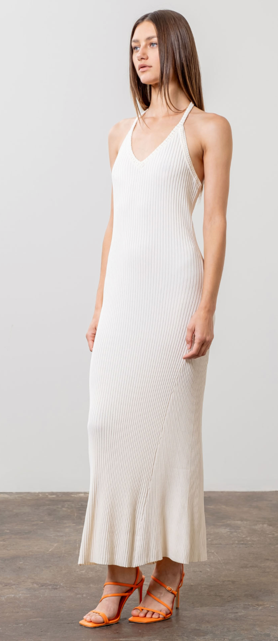 Tie Up Halter Knit Midi Dress by Moon River