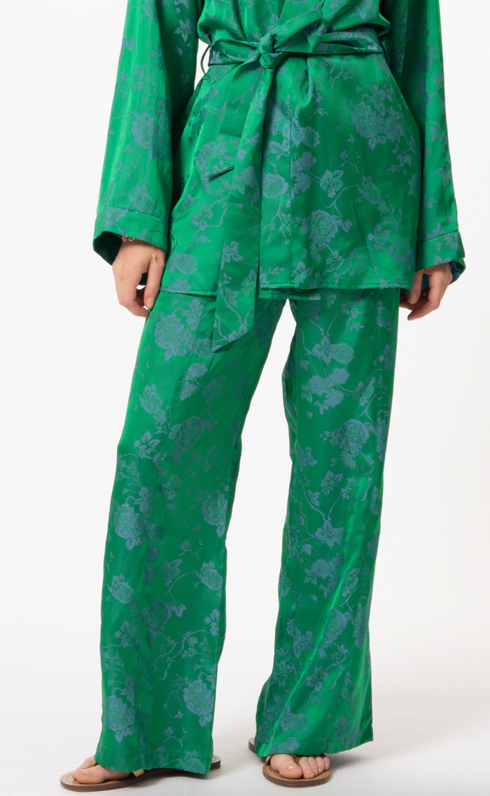 Green and Blue Paisley Trousers by FRNCH