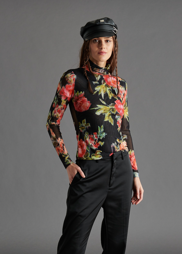 Floral Mesh Long Sleeve Top by Steve Madden