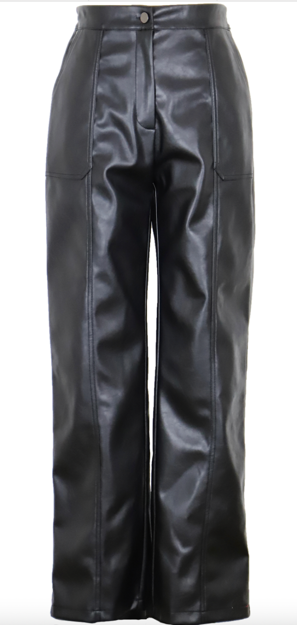 Black Vegan Leather Pants by Lucy Paris