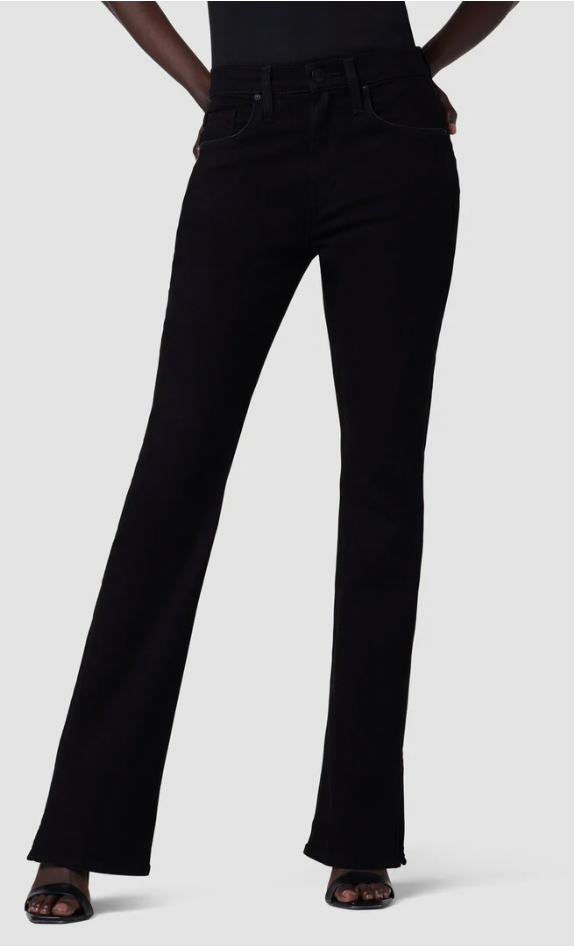 High Rise Baby Bootcut with Outseam Slit in Black by Hudson Jeans