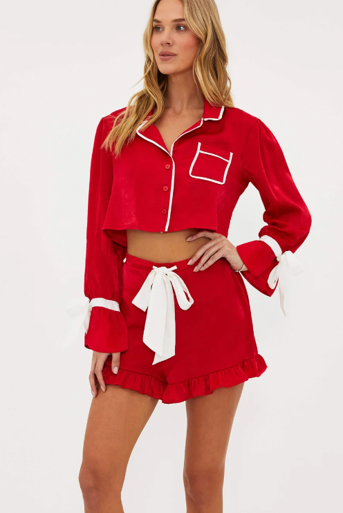 Red Pajama Set by Beach Riot