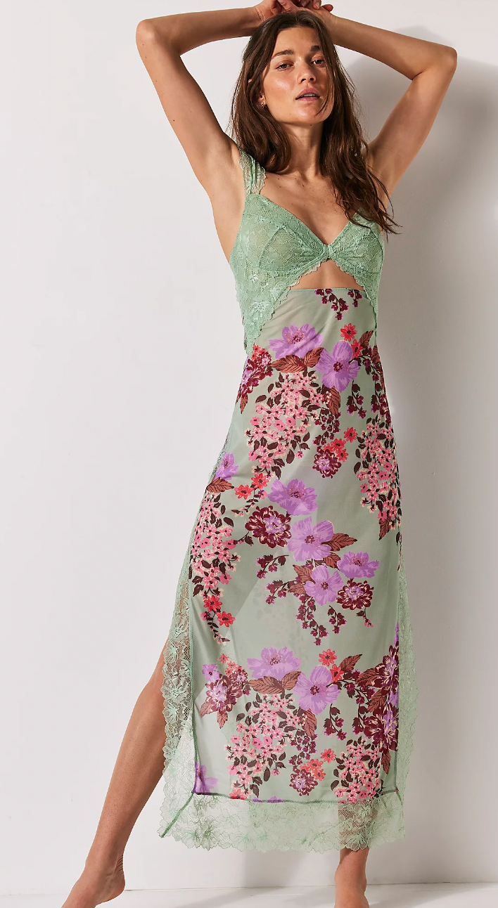 Lace Floral Maxi Dress with Slit by Free People