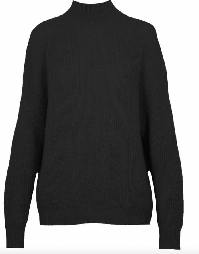 Black Mock Neck Sweater by Lucy Paris