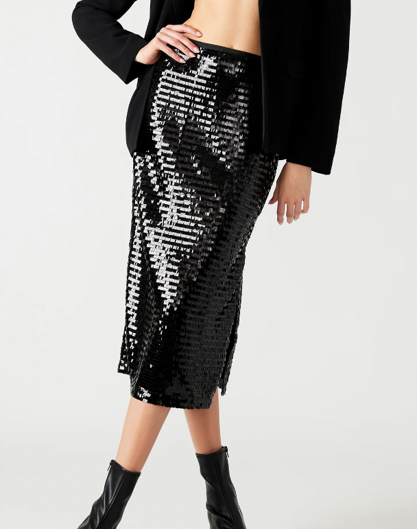 Sequin Midi Skirt with Slit by Steve Madden