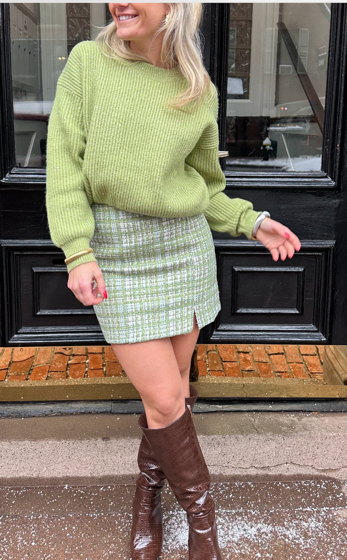 Green Tweed Skirt by Lucy Paris