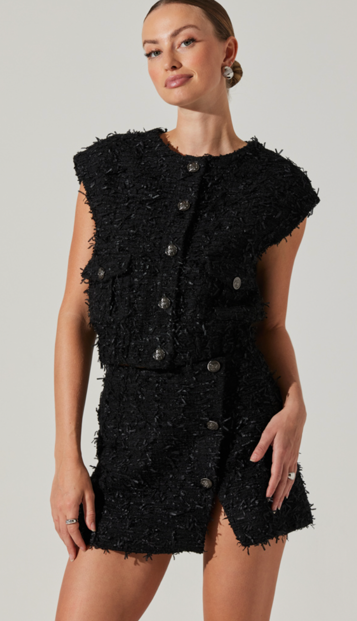 Black Tweed Vest Top by ASTR the Label