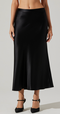 Black Satin Midi Skirt by ASTR the Label