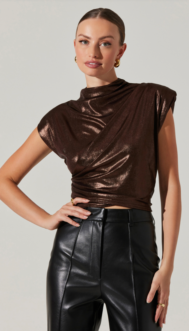 Metallic Short Sleeve Top by ASTR the Label