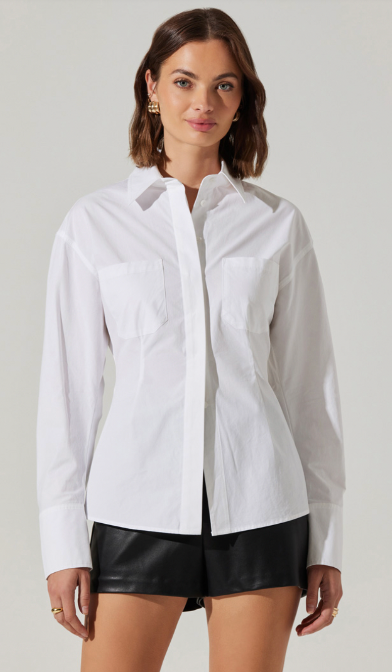 White Button Down Top by ASTR the Label