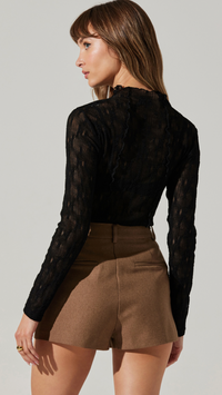 Sheer Lace Long Sleeve Mock Neck Top by ASTR the Label