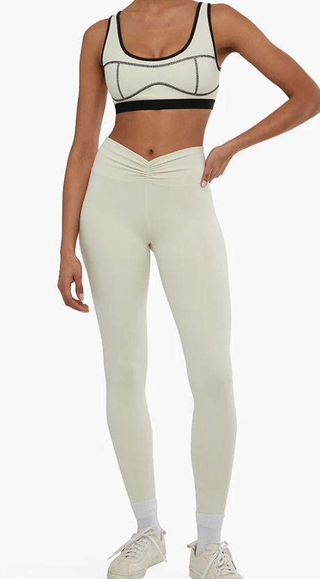 Ruched V Legging in Cream by We Wore What