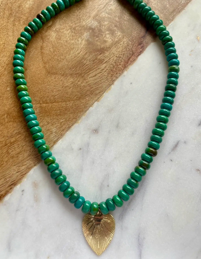 Dark Green Gemstone Heart Necklace by Jessica Matrasko Jewelry