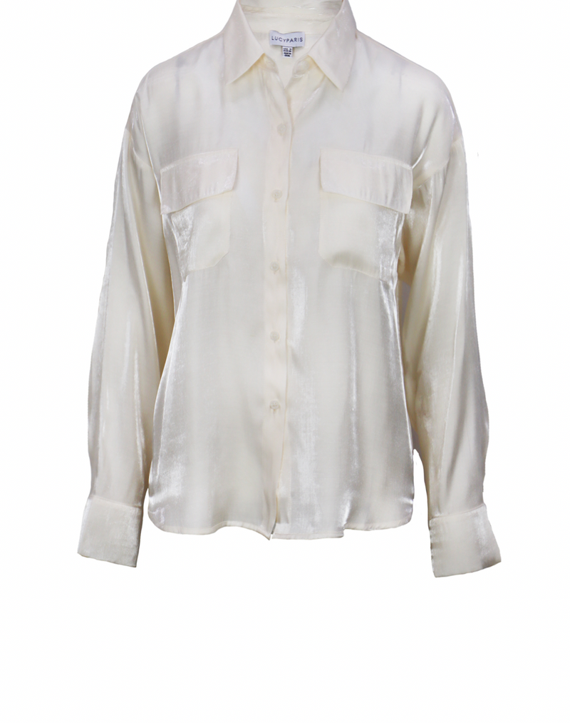 Pearl Silky Button Down Top by Lucy Paris