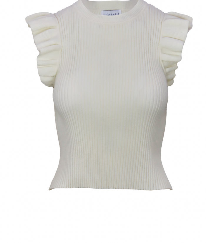 Ivory Cap Sleeve Sweater Top by Lucy Paris