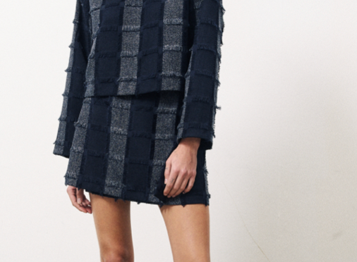 Navy Woven Skirt by FRNCH