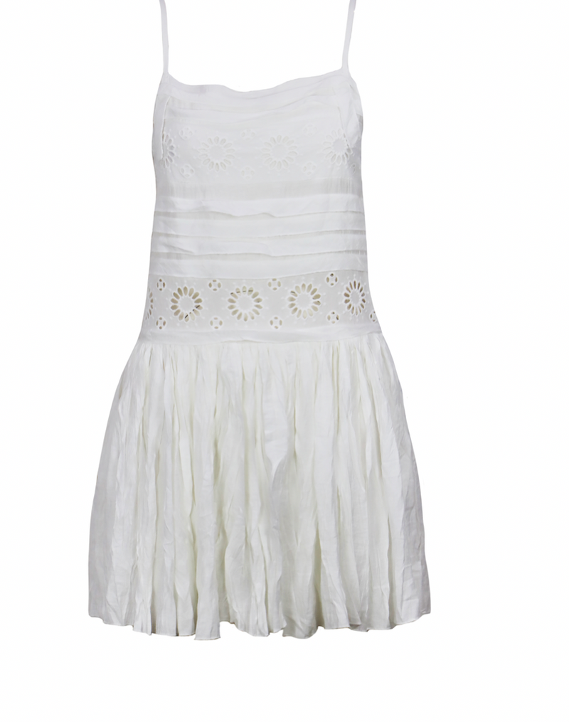 White Eyelet Mini Dress by Lucy Paris