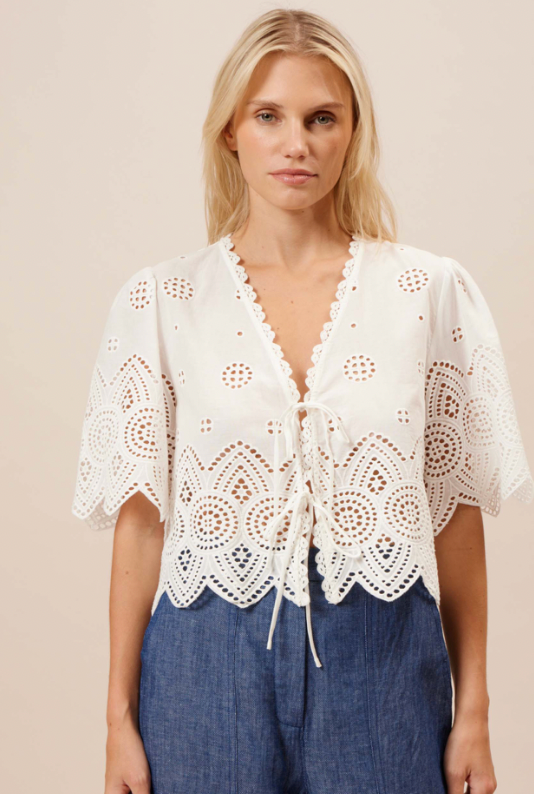 Eyelet Font Tie Top by Lucy Paris