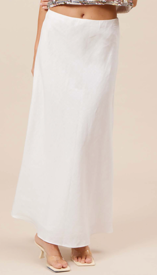 White Linen Maxi Skirt by Lucy Paris