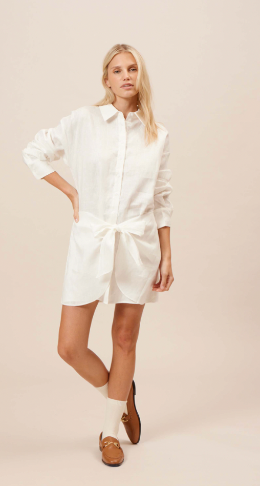 White Button Down Dress by Lucy Paris