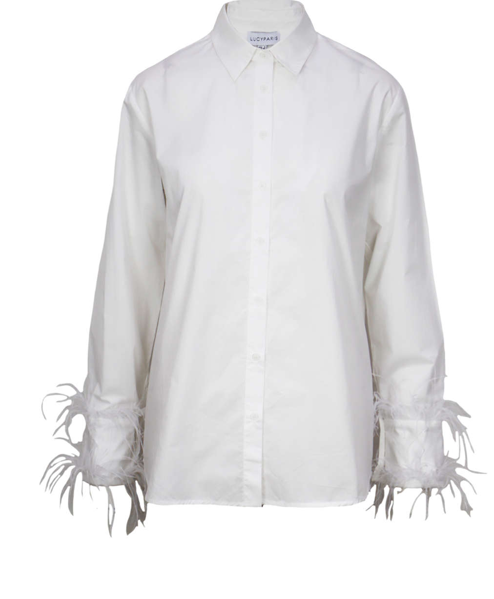 Button Down Feather Top by Lucy Paris