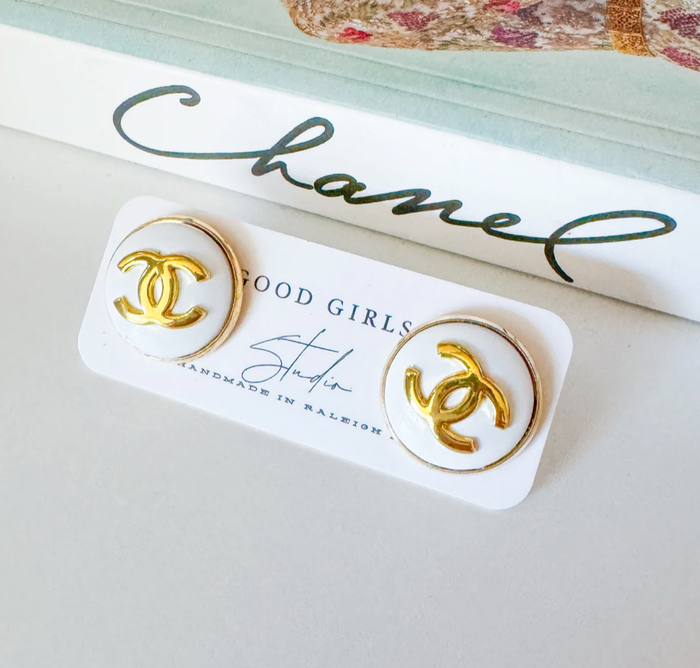 Repurposed Chanel Buttons turned into Earrings