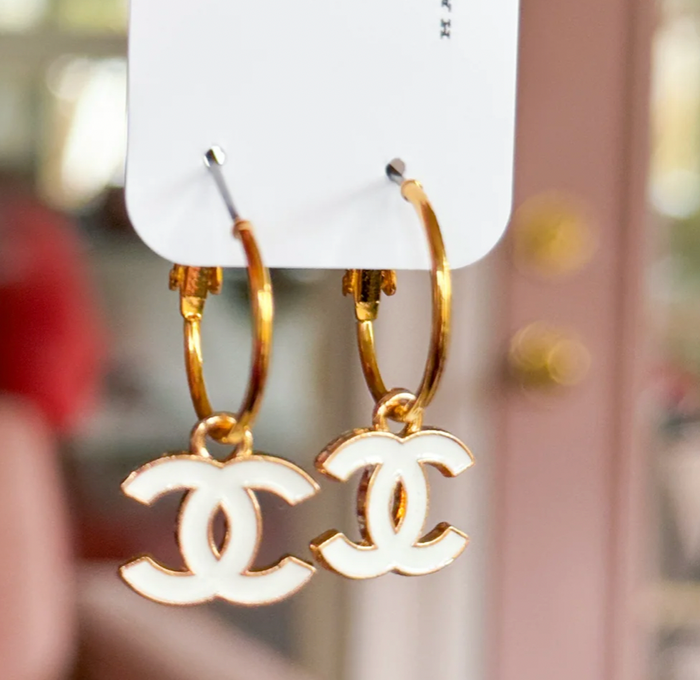 Repurposed Chanel Zipper Pulls made into Dangle Earrings