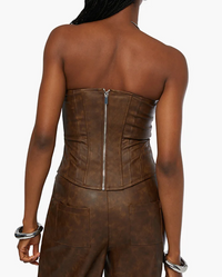 Vegan Leather Lace Up Strapless Corset Top by We Wore What