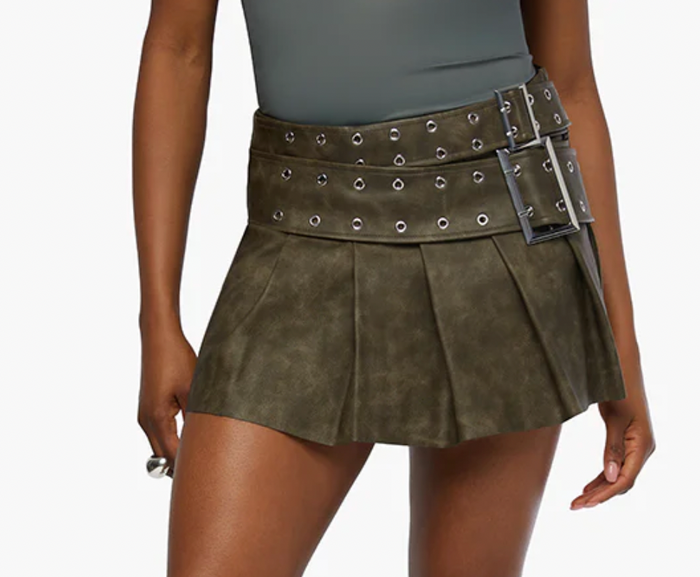 Vegan Leather Belted Mini Skirt by We Wore What