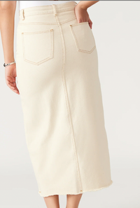 White Denim Maxi Skirt with Slit by Steve Madden