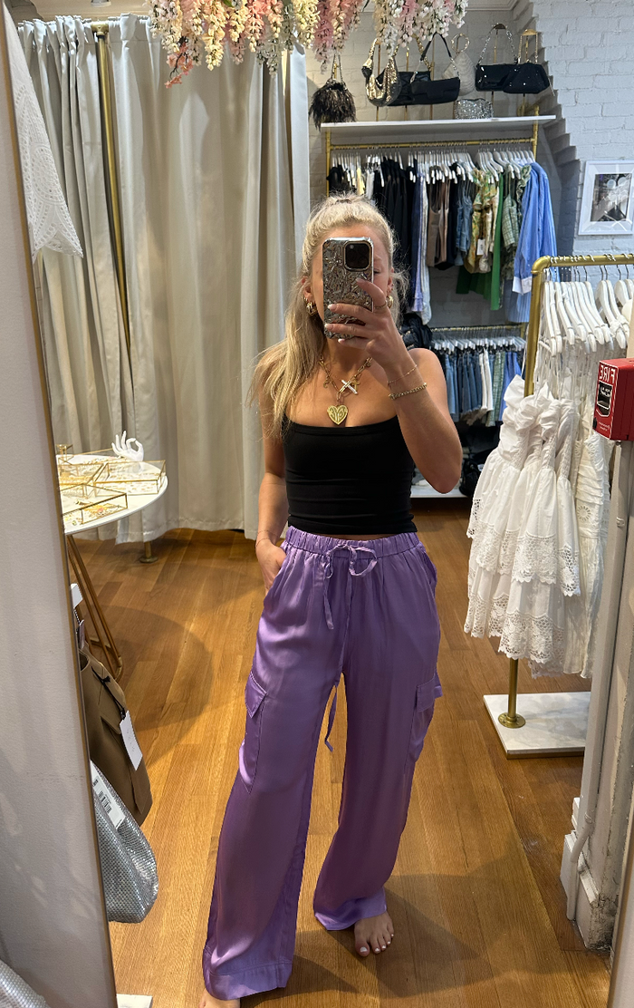 Satin Cargo Pant in Lilac by FRNCH
