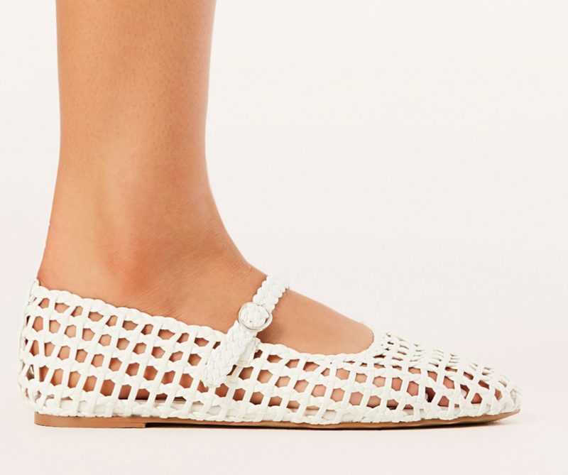 Giita White Mesh Woven Sandal By Billini