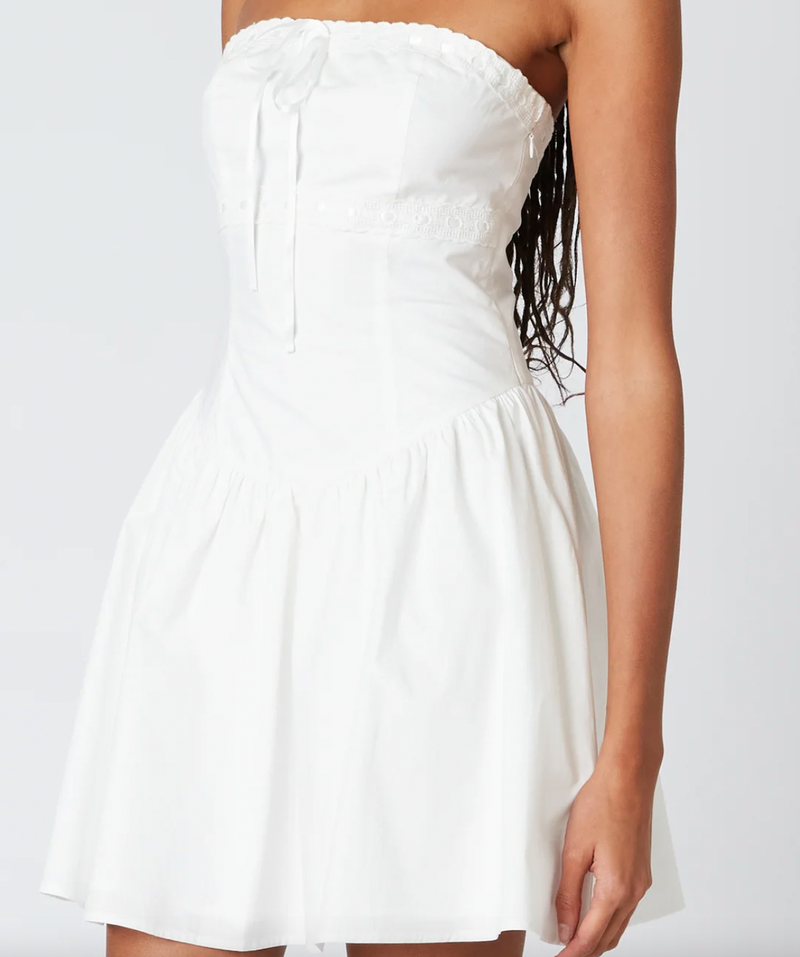 White Strapless Mini Dress by NIA