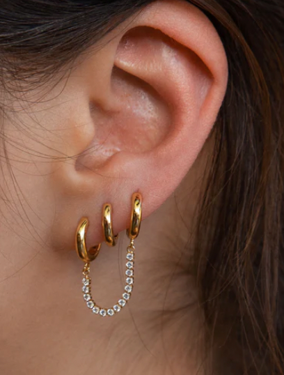 Double Piercing Tennis Earrings