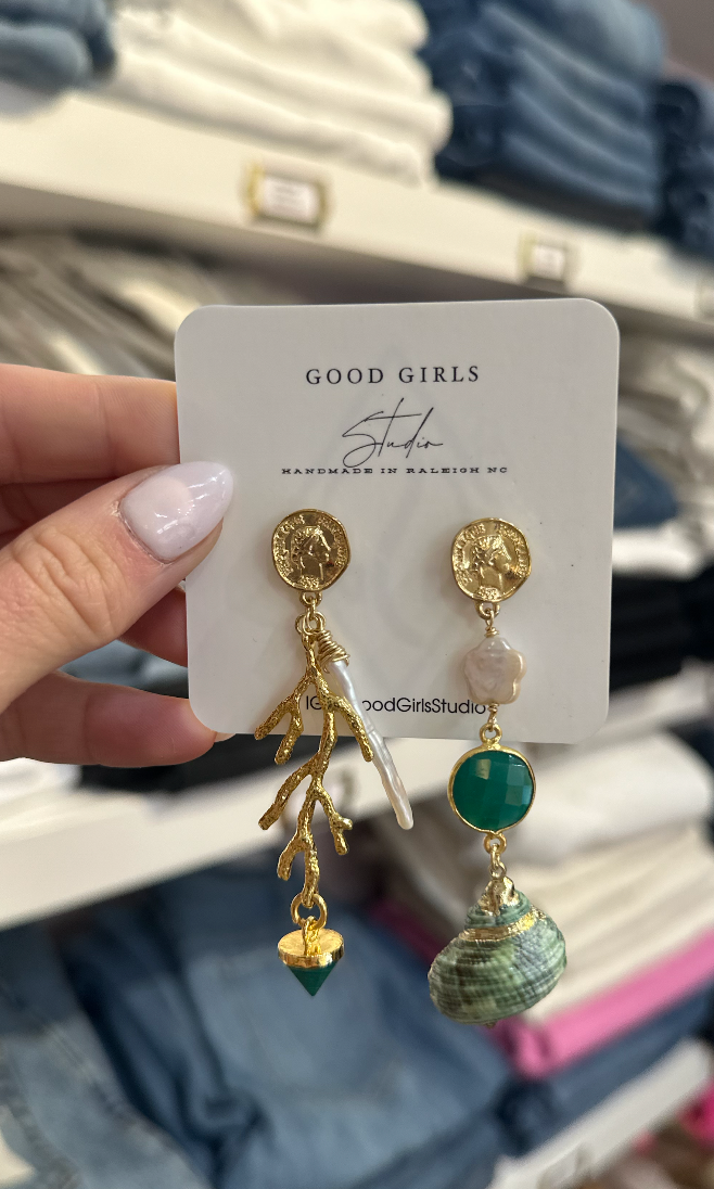 Coin and Shell Earrings