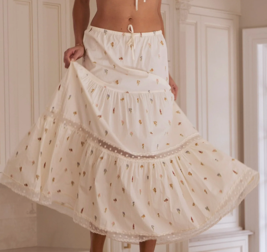 Lace and Ruffle Maxi Skirt by We Wore What