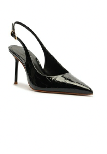 Black Patent Croc Slingback Heel by Schutz