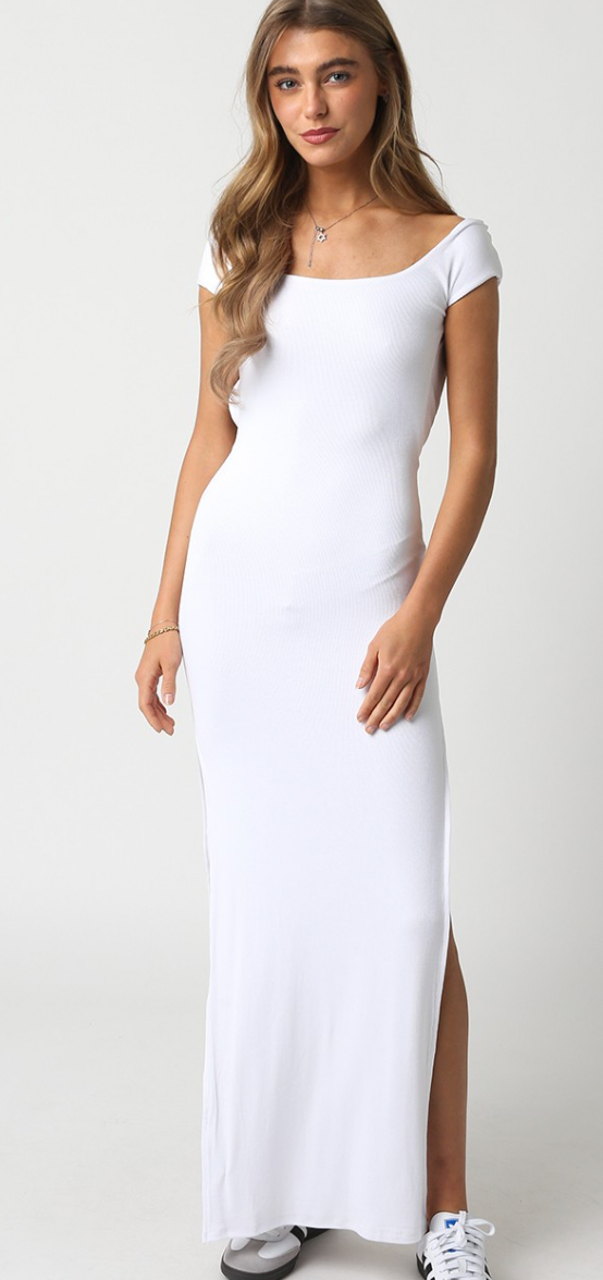 White Low Back Maxi Dress