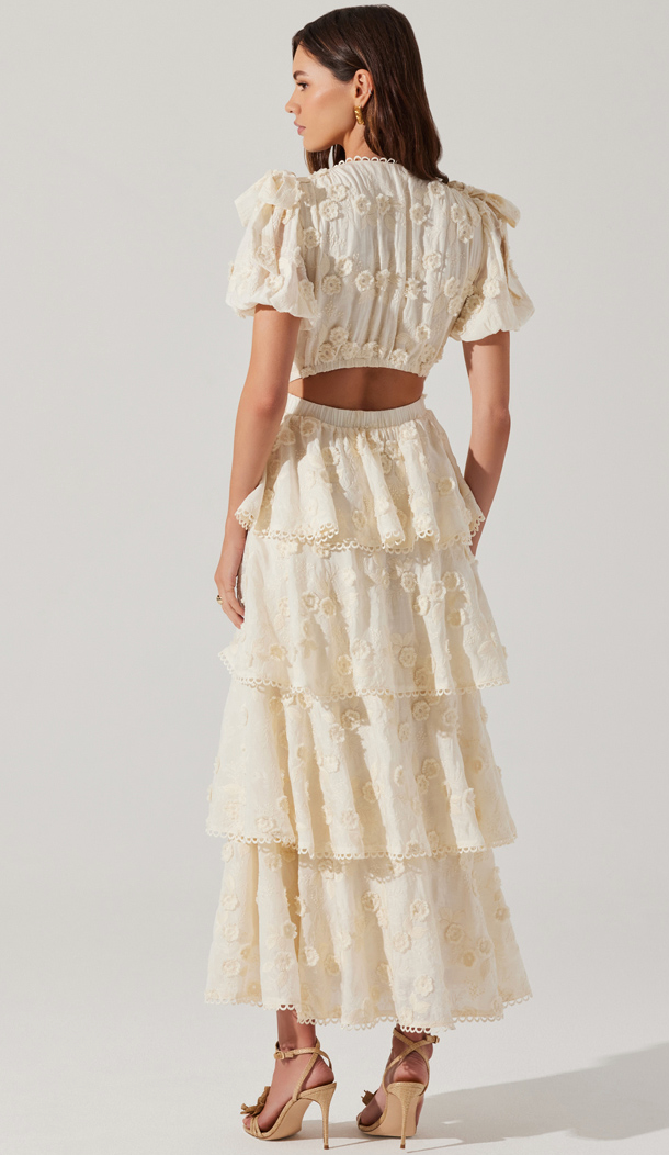 Arianell Ruffle Tiered Maxi Dress with Flower Detail by Astr the Label