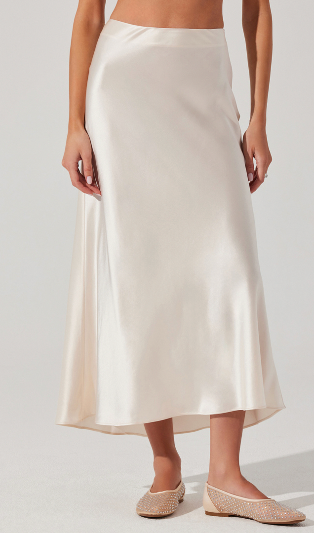 Windey Satin Silky Midi Skirt by Astr the Label