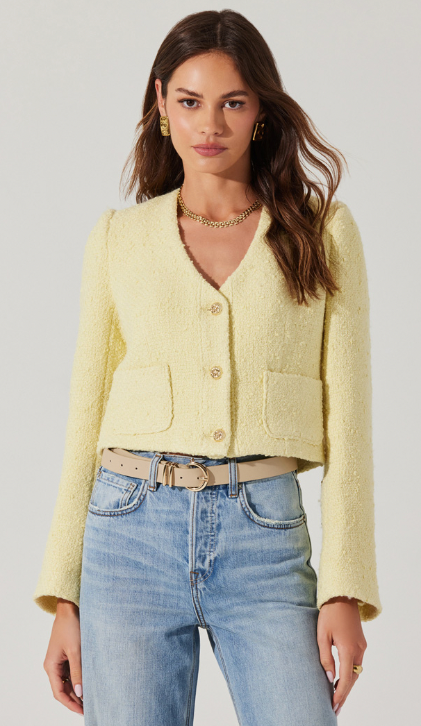 Marleigh Yellow Tweed Jacket by ASTR the Label