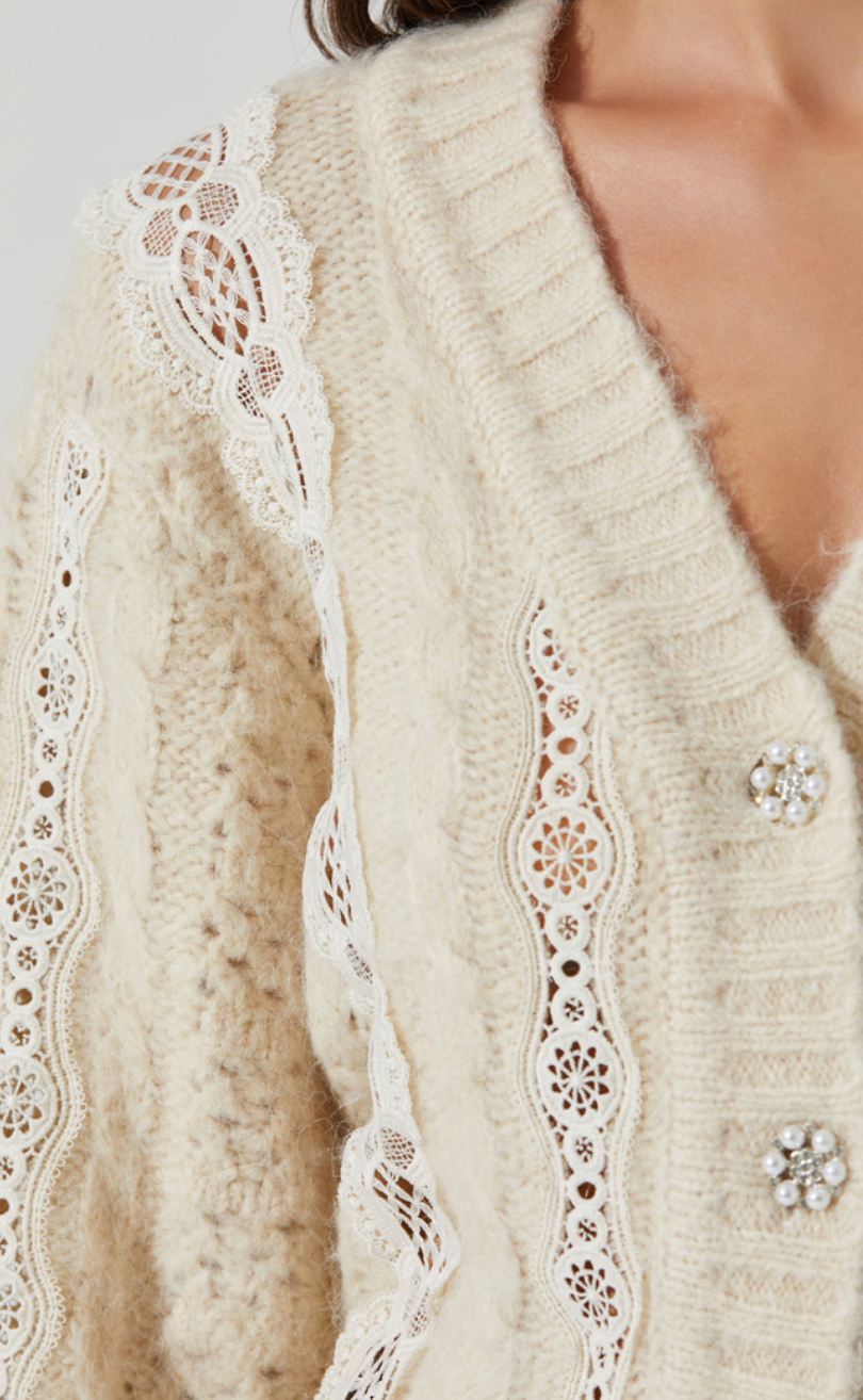 Nesmarie Cream Cardigan Sweater by Astr the Label