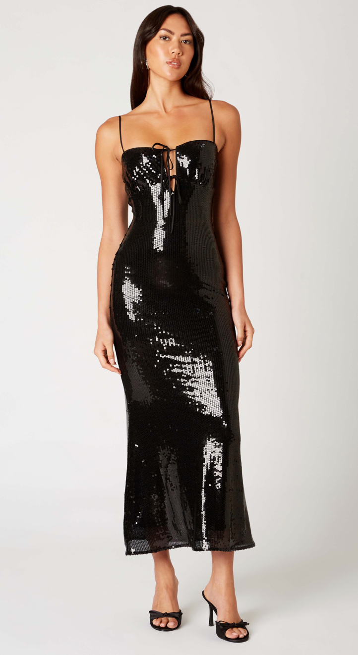 Black Sequin Maxi Dress by NIA