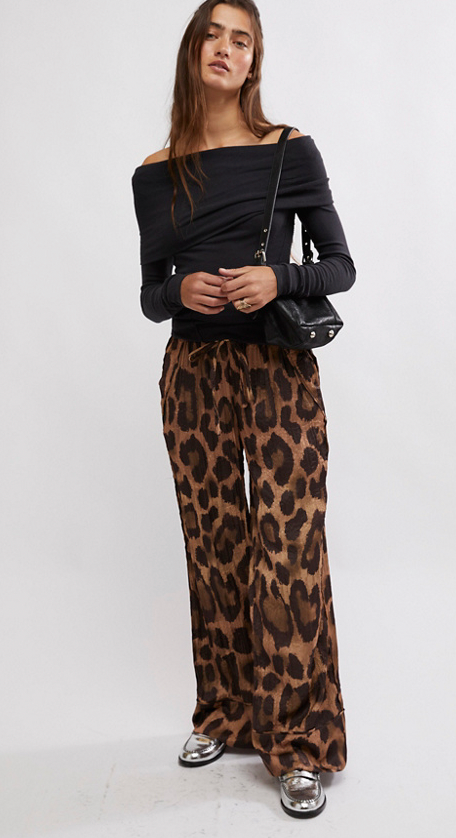 Leopard Satin Cargo Pants by Free People