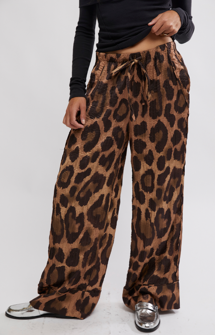 Leopard Satin Cargo Pants by Free People