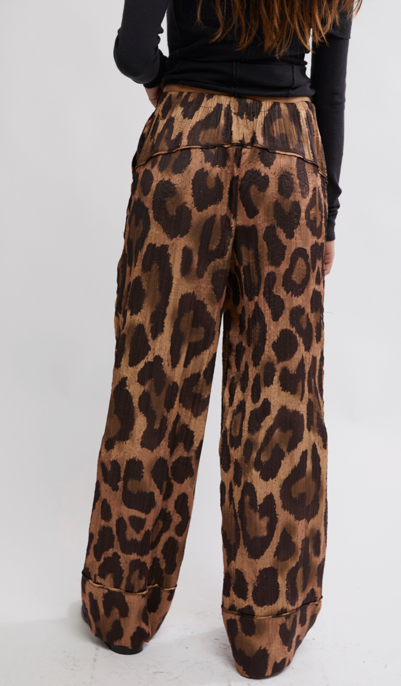 Leopard Satin Cargo Pants by Free People