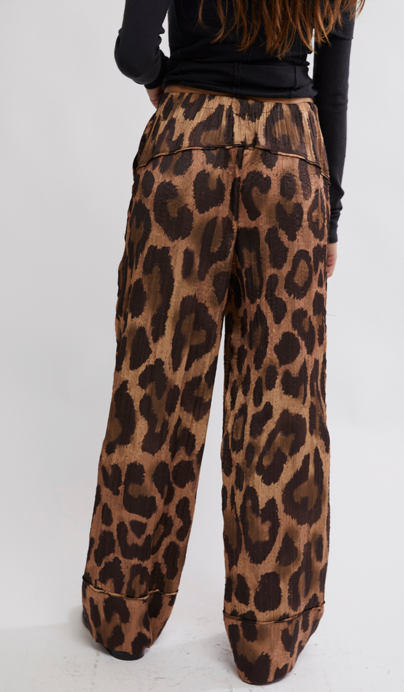 Leopard Satin Cargo Pants by Free People