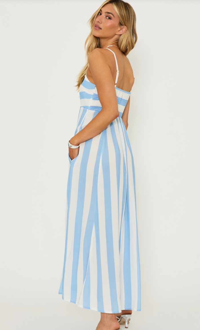 Rianne Blue and White Striped Dress by Beach Riot